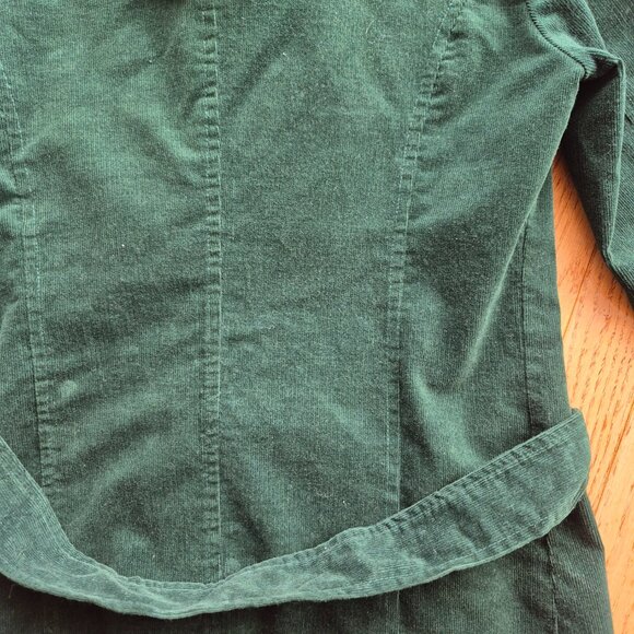 Green Corduroy Belted Jacket • Size 38 (S/M Fit) • Fully Lined - Picture 9 of 15